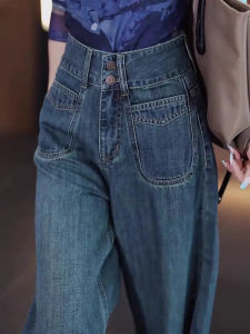 High Waist Wide Leg Jeans Womens Spring Autumn Loose Fit Straight Cut Denim Pants for Pear Shaped plus Size Body Slimming