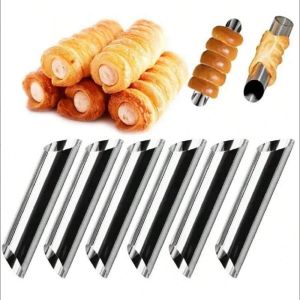 Bộ 6 Ống Làm Cannoli Bằng Thép Không Gỉ Khuôn Nướng Chống Dính Khuôn Hình Sừng Dụng Cụ Làm Bánh Ngọt Thân Thiện Với Môi Trường Để Làm Vỏ Cannoli