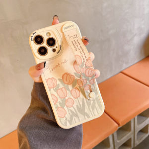 Samsung S23 Phone Case Applicable to Galaxy 22ultra Set S20ultra All-Inclusive S21 + Drop-Resistant Fe Soft S22 Silicone 23plus Female New Arrival Sheepskin Bracket Wrist Strap Tulip Garden