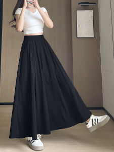 YAYANGREN | Black Pleated A-Line Long Skirt