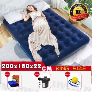 (BONUS POMPA & BANTAL ) Kasur Angin Karet 200 x 180 cm Matras Sofa Bed KING Kasur Tidur Angin / Kasur Tiup Air Bed King Size