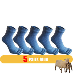 1/5 Pairs Mans Wool Five Finger Socks Short Winter Solid Sweat-Absorbing Business Thick Thermal Anti-Bacterial Warm Toe Socks