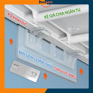 Móc Đỡ Kệ Chữ L Đôi Dán Giá Đỡ Chia Ngăn Tủ Hamart Siêu Dính Tường Chịu Lực 20kg Tiện Lợi