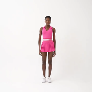 SharpStar Womens Yoga Suit 2pcs V-neck Tennis Vest Sports Skort Set High Waist Badminton Skirt with Shorts Plus Size