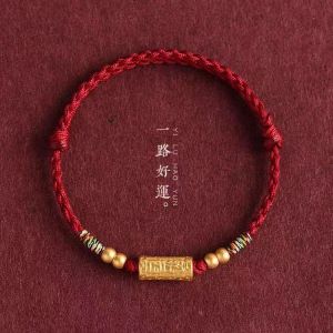 Red String Woven Bracelet And Ankle Chain for Men And Women Tibetan Style Beads Lucky Charm for Chinese Zodiac Year Bracelet