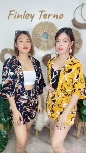 ZEALO Finley Button Up Loosen Top and Skort Terno Coordinates Set Material: Challis Size: Small only Abstract Maroon Black White Mustard Coral Vanessa Printed Mayescollectives2nd trending evian cjm evianna Victoria Coords polo TCB avida eviana 6885