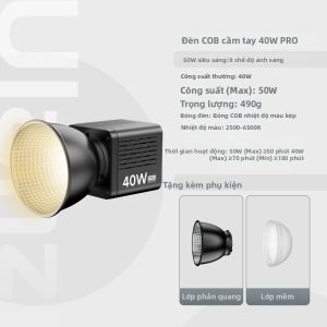 Ulanzi | Đèn Video COB 40W PRO Pin Rời & Type-C CRI 95+ Ngàm Mini Bowens