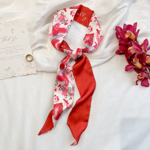 Màu Đỏ Sắc Nét Góc 2 Mặt Khăn Lụa Cho Nữ Mỏng Phong Cách Với Vật Có Hoa In Trang Trí Cổ Khăn Trùm Đầu