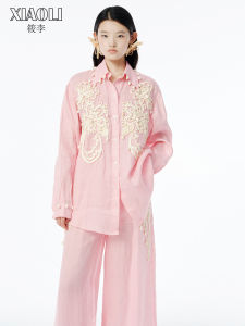 Rope Embroidery Womens Shirt and Pants Set