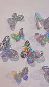 Sticker Buttlerfly 3D Rainbow Dekorasi Dinding Kupu-kupu Warna Warni / Stiker Astetik Hiasan Dinding Cantik ISI 12 Pcs