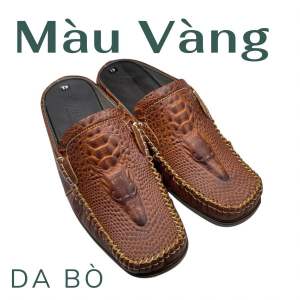 Giày sục nam da bò thật 100% giày đi êm chân không bong tróc da đi mềm êm chân bảo hành trọn đời