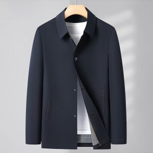 HENGYUANXIANG | Hengyuanxiang Mens Casual Lapel Jacket Midlife Business Casual Spring Autumn Style Dad Clothes Polyester Fiber Zipper Decorated