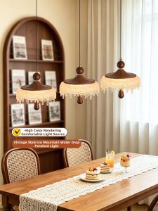 DGY | Vintage Walnut Wood Color 3-Head Iceberg Water Drop Pendant Light