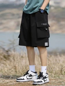 Outdoor Workwear Shorts Mens Summer American Trendy Brand Fun Large Pocket Design Loose Five-Quarter Length Polyester Fiber