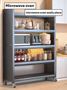 【VIDKHSY Store】3/4/5-layer Kitchen Dust-proof storage cabinet with Doors | Multi-Purpose Movable Closed Kitchen Storage Rack for Pantry Bathroom Living Room