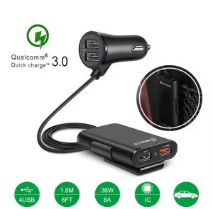 (Dikirim Dari Jakarta) Charger Mobil 4 Port USB 2 Port USB Lighter Mobil Charger Pengisian Super Cepat 3.1A Qualcomm QC3.0 8A 4 in 1 Lighter