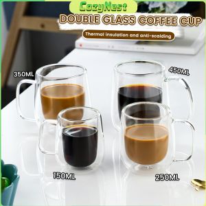 C.N. Glass Coffee Cup Beverage Cups Heat-resistant Milk Tea Mug 150-450ml