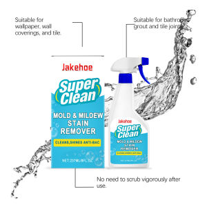 Jakehoe Super Clean Mold & Mildew Stain Remover - Rapid Clean for Bathroom Kitchen Hard Water Outdoors - - Effective Cleaning Solution 237ml/8fl.oz
