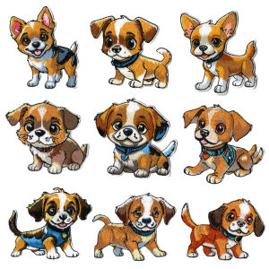 9Pcs Cartoon Puppy Dog Embroidery Iron On Patches Clothing Hole Repair Decor Stickers Clothes Bag DIY Garment Accessory Applique