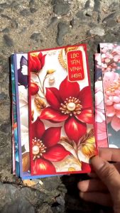 100 Bao lì xì Hoa Tết và câu chúc_16cm x 8cm