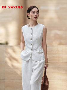EP YAYING | Áo Vest Linen Phong Cách Vintage Dễ Thương Tay Trống Mùa Hè