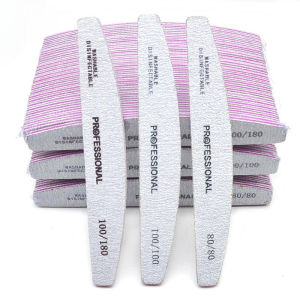 50/25 Pcs/Pack Professional Washable Nail Files 100 To 180 Half Moon Strong Sandpaper Durable File Nails Tools Manicure Supplies