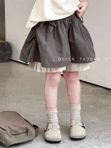 Fashionable Plaid Pleated Skirt Shorts Set for Girls Summer New Arrival Kids Clothing Cotton Material Short Pants Korean Style