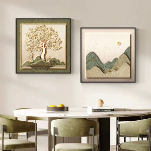 YASISHA | Meaningful Restaurant Wall Art Set with Golden Deer and Money Tree