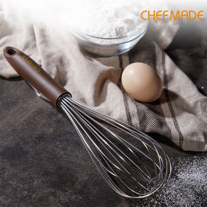 CHEFMADE 11-Inch Whisk with Non-slip Handle Non-stick 18/8 Stainless Steel Egg Beater FDA Approved for Kitchen Baking Mixing WK9214