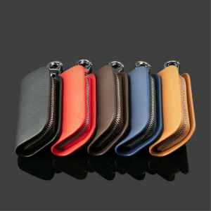 Leather Car Smar Flip Key Fob Shell Pouch Case Cover Holder Chain Remote Wallet Anti Loss Organizer Protector For Mercedes Benz