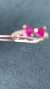 Nhẫn size nhỏ nơ trái tim đá màu đỏ size 4 đường kính 14.8mm os72803F Hoa Minh Gem