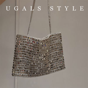UGALS | Vintage Silver Shimmering Handcrafted Beaded Tote Bag