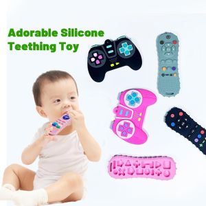 Mainan Teether Bayi Bentuk Remote Control Tombol Lembut Bentuk Gamepad Food Grade Fleksibel Mengunyah Mainan Menenangkan BPA Free Silikon