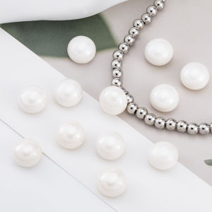 High Quality Half Holes Faux Pearl ABS Flat Round Beads Milk White Pearl For DIY Jewelry Accessories Imitation Pearl