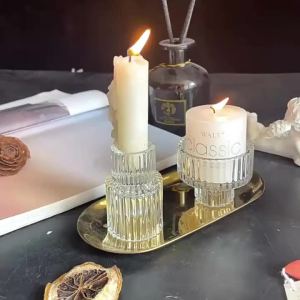 Đế Nến Trụ Thủy Tinh Trong Suốt Phong Cách Hiện Đại Vật Trang Trí Trung Tâm Bàn Ăn Gia Đình Nến Để Bàn Trang Trí
