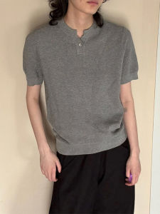 YOULIN | Henley Collar Short Sleeve Retro T-shirt