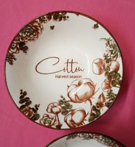 Tô loe gốm sứ hoa văn Cotton 4D - ĐK 15CM (CỠ 6)