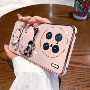 Applicable to vivoX90 mobile phone case electroplated cat bracket makeup mirror X80Pro silicone soft case protective case h2607069