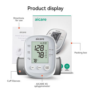 Aicare Medical Digital Blood Pressure Monitor Upper Arm Automatic Digital BP Meter Portable Pulse HR Monitor for Home Use