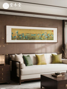 Modern Style Chinese Traditional Scenic Decorative Painting Thousand Miles of Mountains And Rivers for Living Room Sofa Background Tea Room Decoration