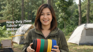 PSI Heavy-Duty 25mm Tubular Nylon Webbing Strap | Strong Durable Outdoor Camping Tie Down Strap | UV & Moisture Resistant | Abrasion Resistant | Tent Guy Line Gear Loop Tarp & Multi-Purpose Strap | Available in Multiple Colors