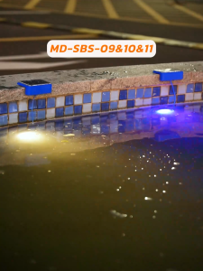 MODI โคมไฟสระว่ายน้ำโซล่าเซลล์ แพ็คเดี่ยว สีวอร์มและสีRGB โคมไฟใต้น้ำ ระดับกันน้ำIP68 สายไฟยาว1เมตร