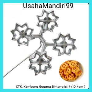 Cetakan Kue Kembang Goyang Bentuk Bintang Diameter 4 cm Cabang Gandeng isi 4 Alumunium Anti Lengket