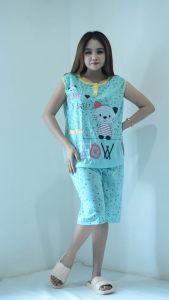 baju tidur wanita lekbong bahan kaos tebal serian bahan muda BB max 70kg banyak motif COD