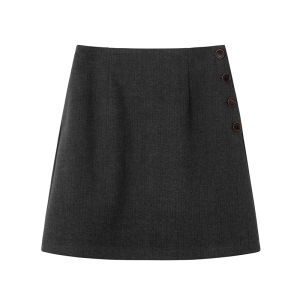 NIHAOKANONG | Chân Váy Ngắn Len Ấm A-Line Cao Waist