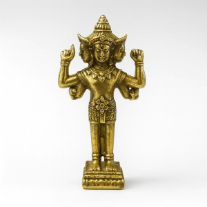 พระพรหมสี่หน้าสี่กร พระพรหม องค์พระพรหม บูชาพระพรหม องค์เล็ก เนื้อทองเหลือง สูงประมาณ 8 ซม ตั้งหน้ารถ