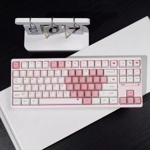 【Keycap Only】 Keycap หัวใจสีชมพู129 Keycap ส่วนบุคคล Keycaps เชอร์รี่โปรไฟล์ PBT ห้าด้านการระเหิดสำหรับเชอร์รี่สวิตช์ MX คีย์บอร์ดแบบกลไก Keychron/ RK61/GK61/Anne Pro 2