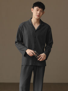 New 2025 Mens Pure Cotton Long Sleeve Sleepwear Casual Loose Large Size Set Teenager Home Clothes Comfortable Breathable