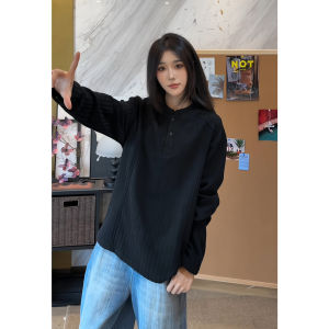 เสื้อสเวตเตอร์คอกลมทรงหลวมสไตล์อเมริกันสำหรับผู้ชาย ทรงหลวม ลายกระดูกปลา ทรงปกติ ฤดูใบไม้ผลิและฤดูใบไม้ร่วง