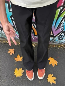 Black Slim Fit Sporty Straight Leg Shell Pants Mens Cleanfit American Style Quick Dry Cargo Trousers for Autumn